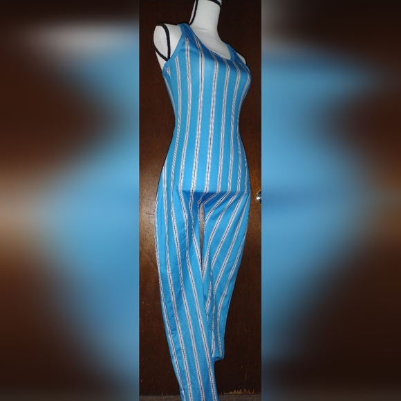 Blue Black White Strip Body Suit 🆕 - Picture 4 of 7